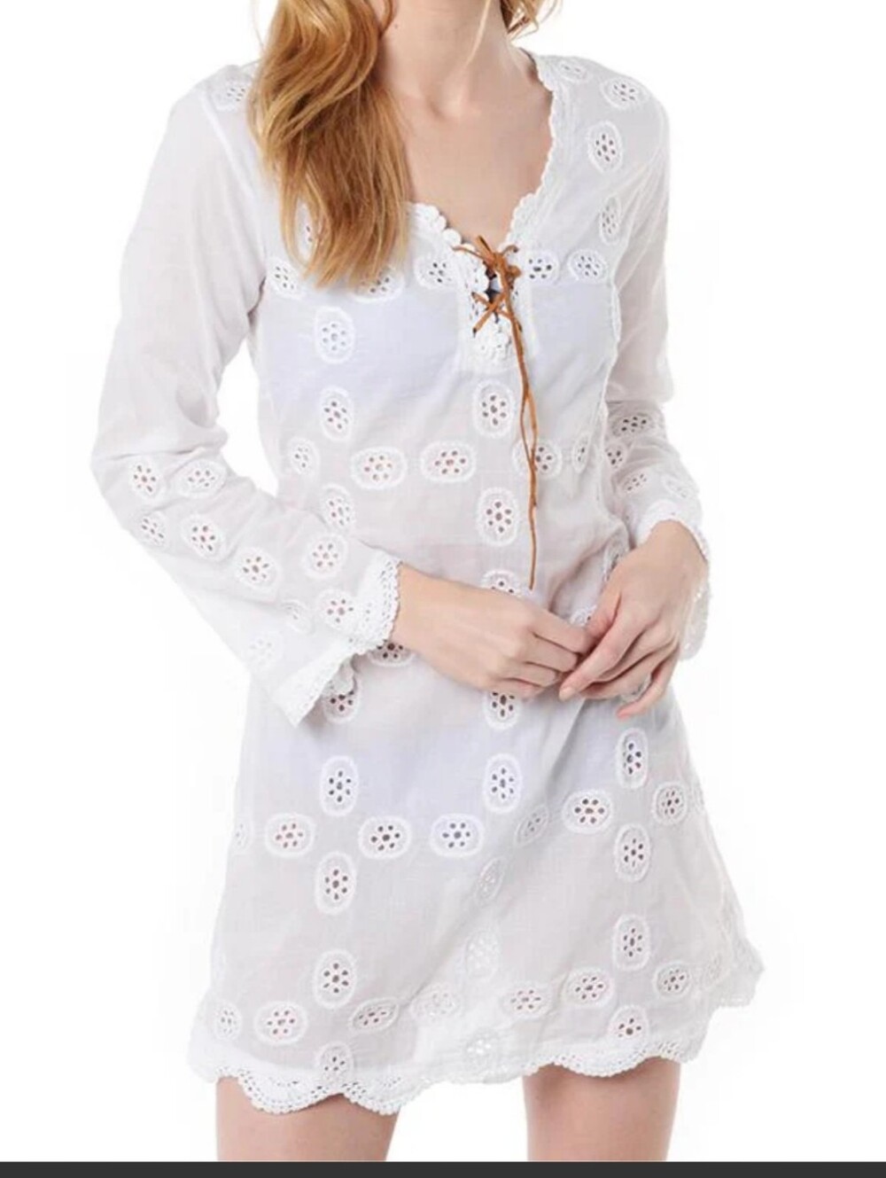NWT Letarte eyelet.white Sleeveless Lightweight Mini Dress Coverup Small